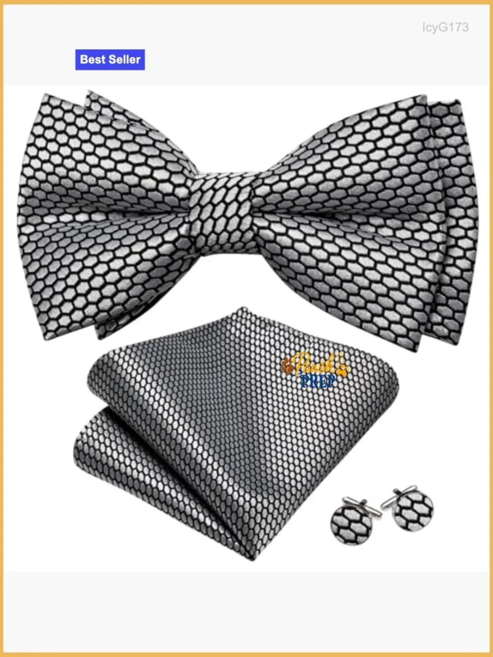 Men's Silk Blend Pre-Tied Bow Tie Set with Pocket Square Cufflinks Formal